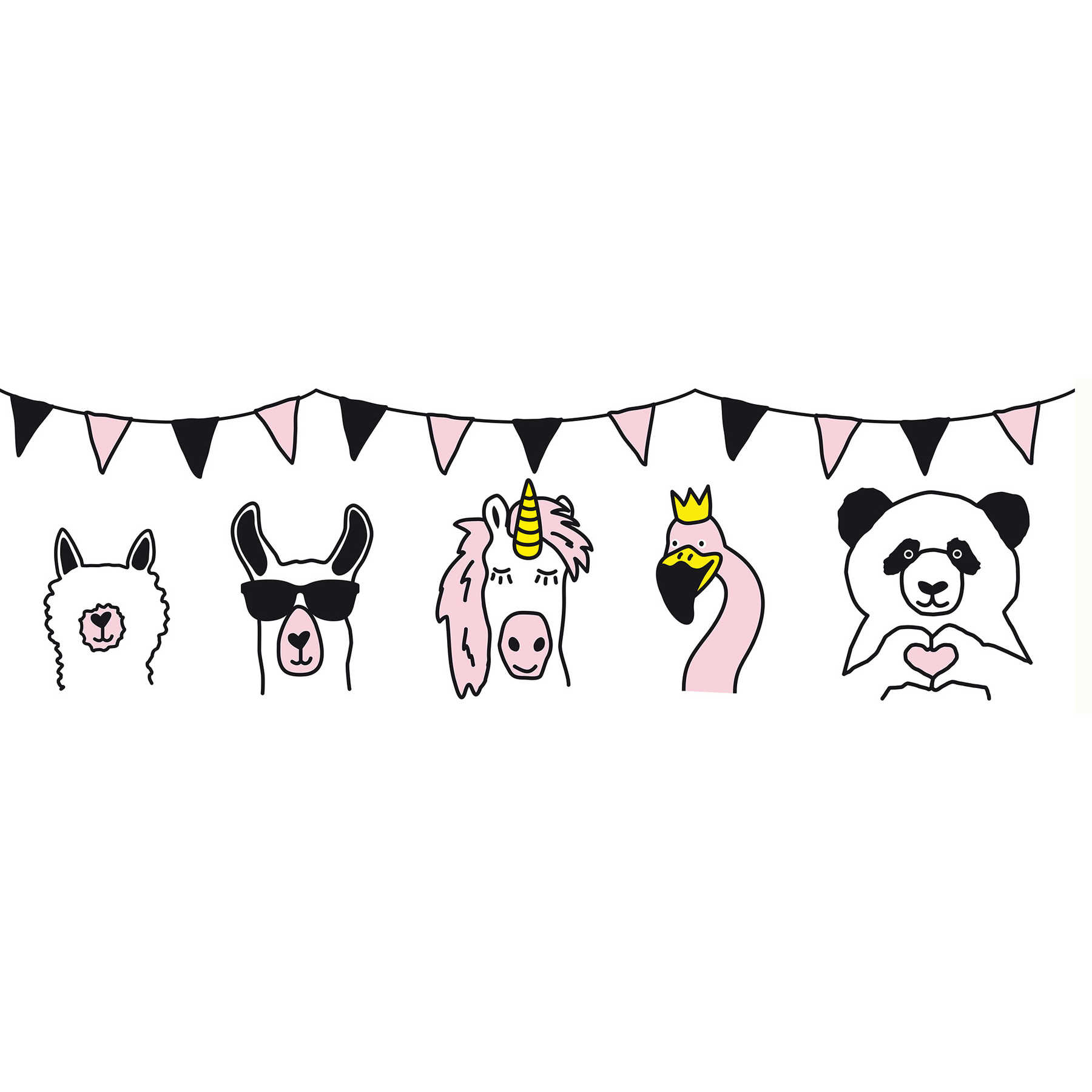 Border for Nursery "Let's get the party started" - pink, yellow, black
