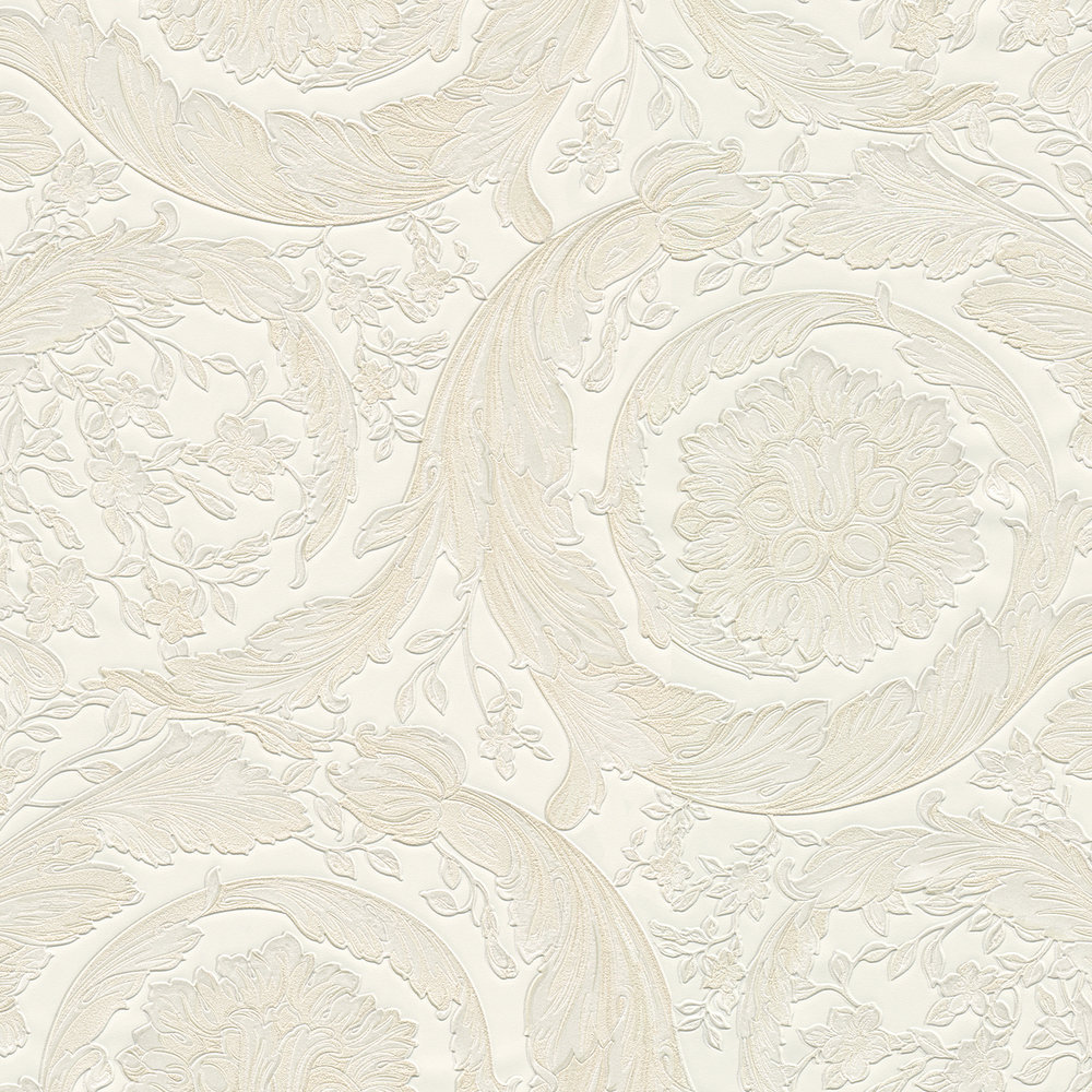             VERSACE wallpaper with ornaments in baroque style - cream, silver
        