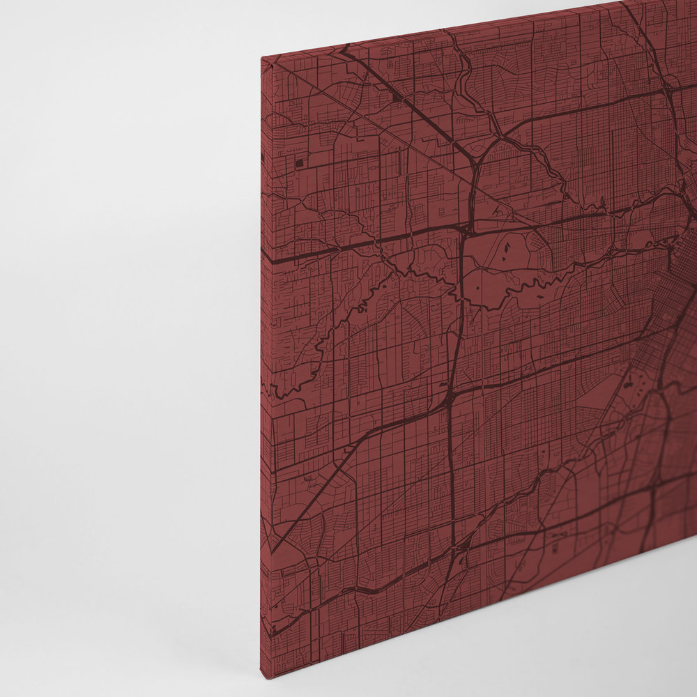             Pintura en lienzo Mapa de la ciudad con callejero | rojo - 0,90 m x 0,60 m
        
