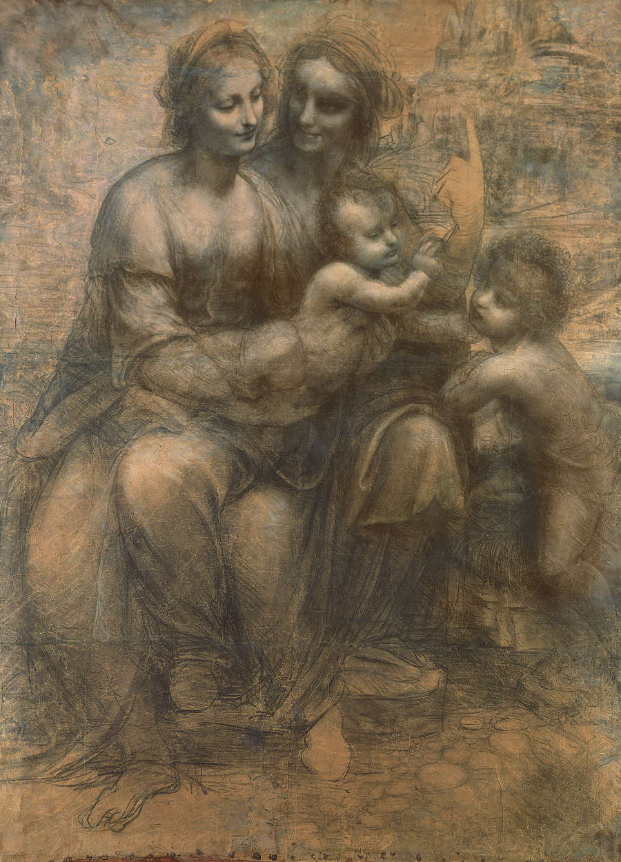             De Maagd en het Kind" muurschildering door Leonardo da Vinci
        