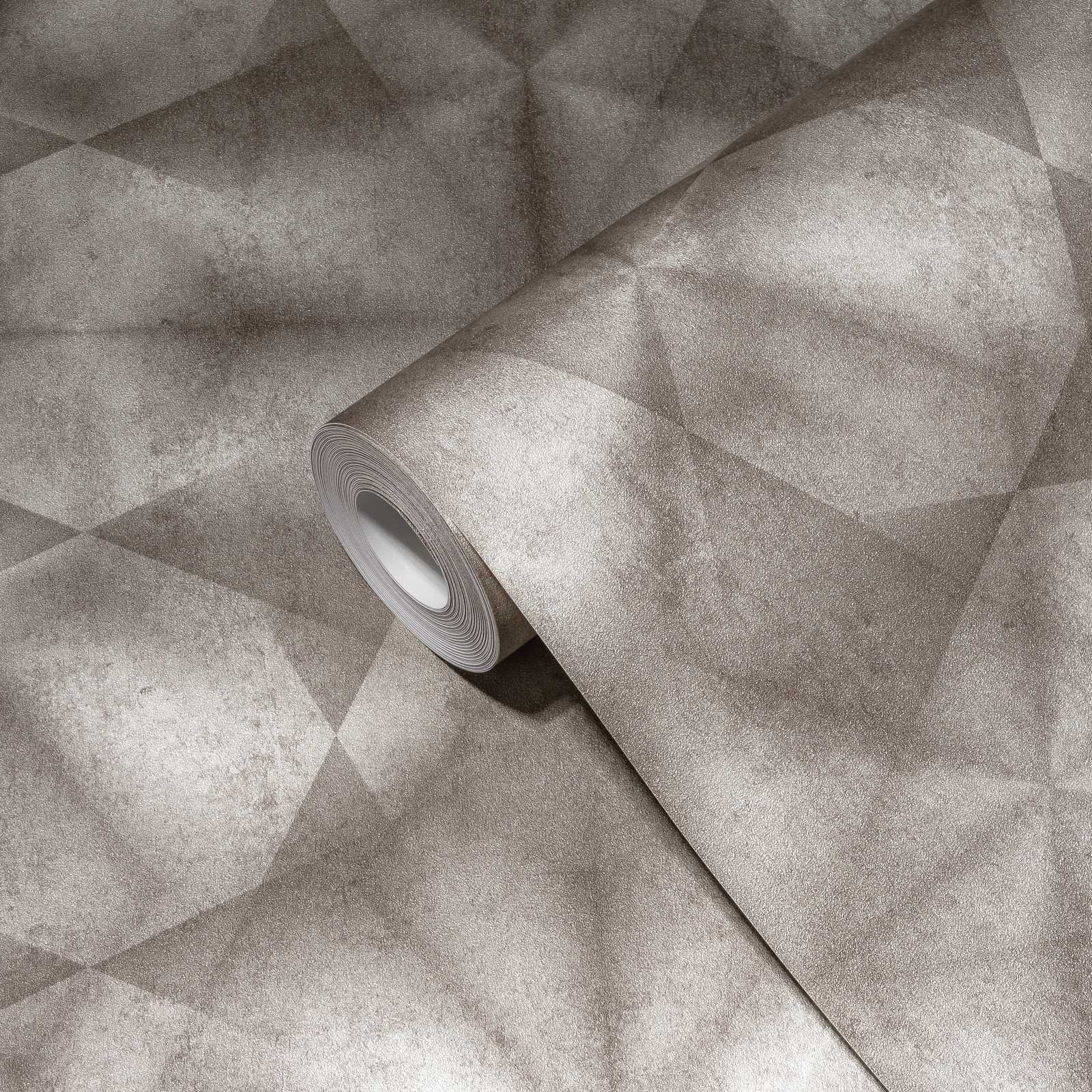             Concrete look wallpaper with facets look - beige, metallic
        