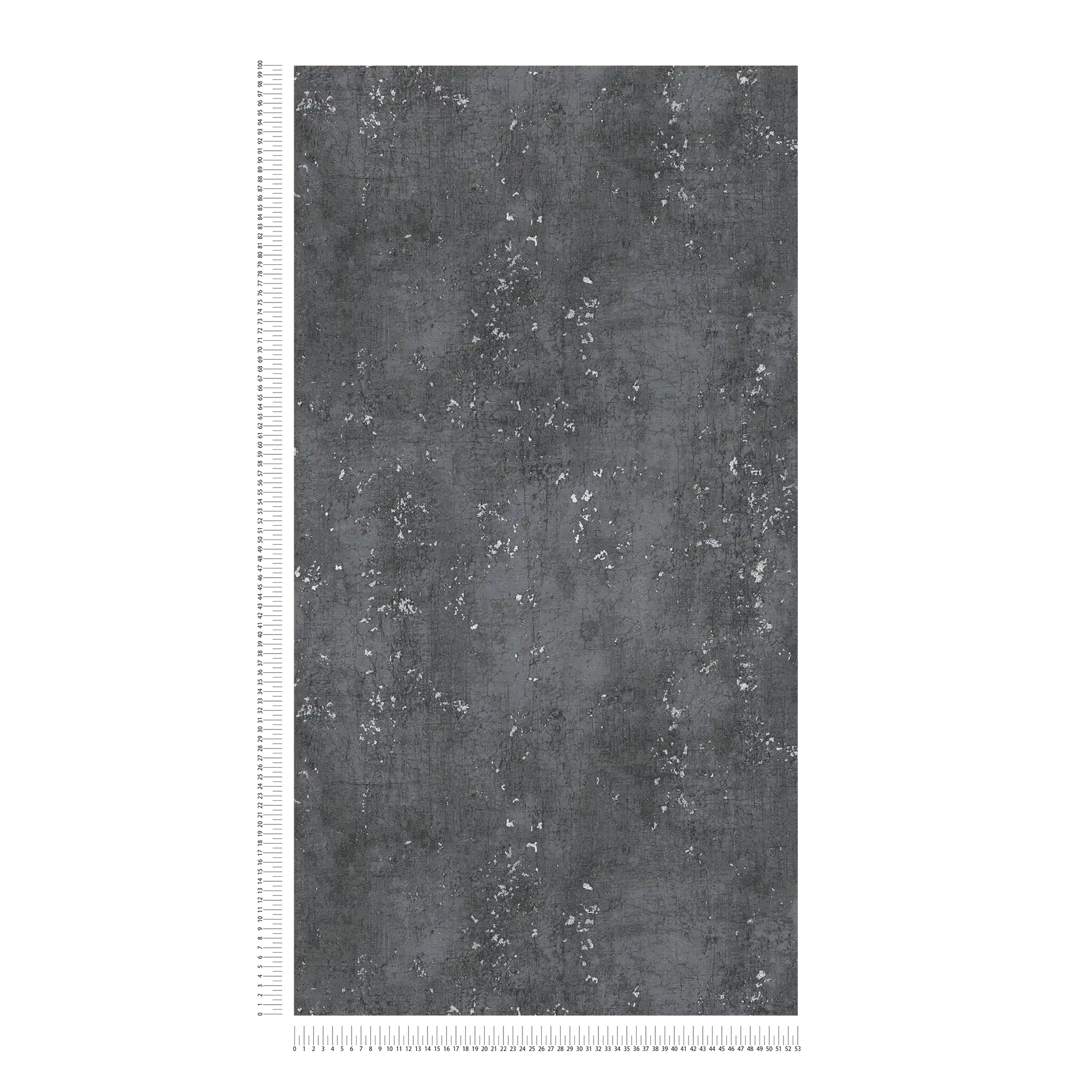             Carta da parati antracite effetto intonaco con crepe argentate - grigio, metallizzato, nero
        