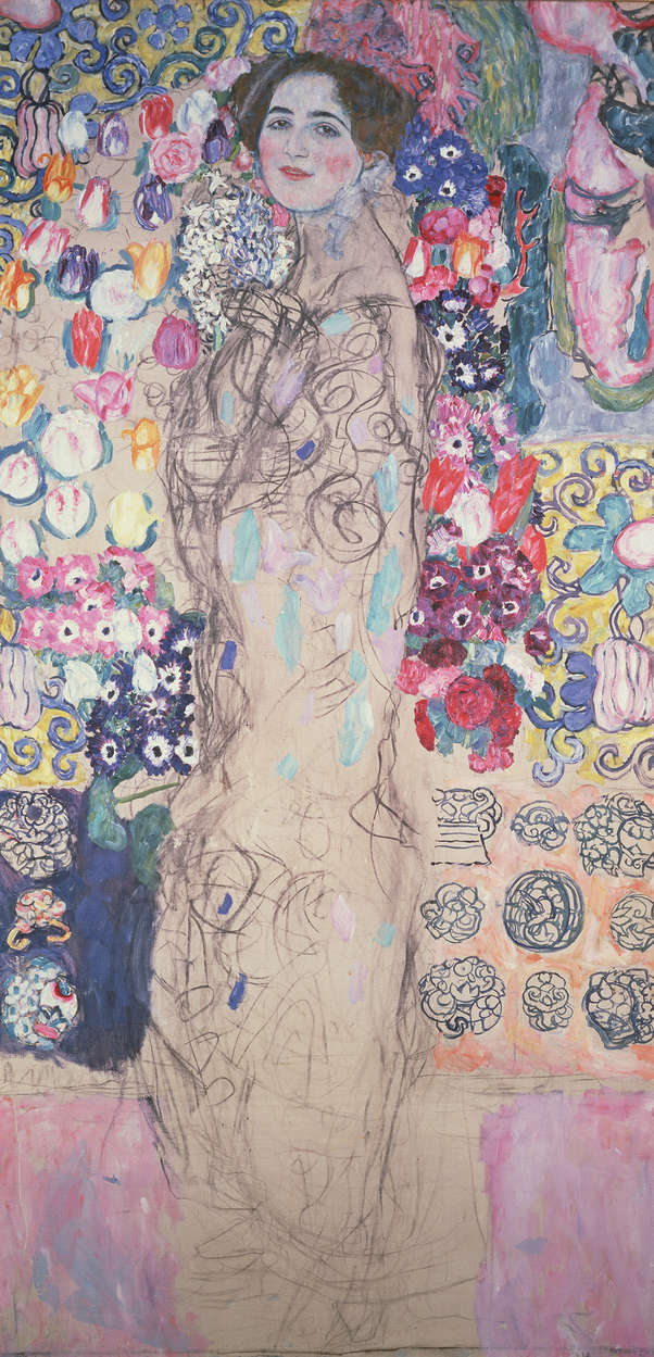            Portret van Ria Munk III" muurschildering van Gustav Klimt
        