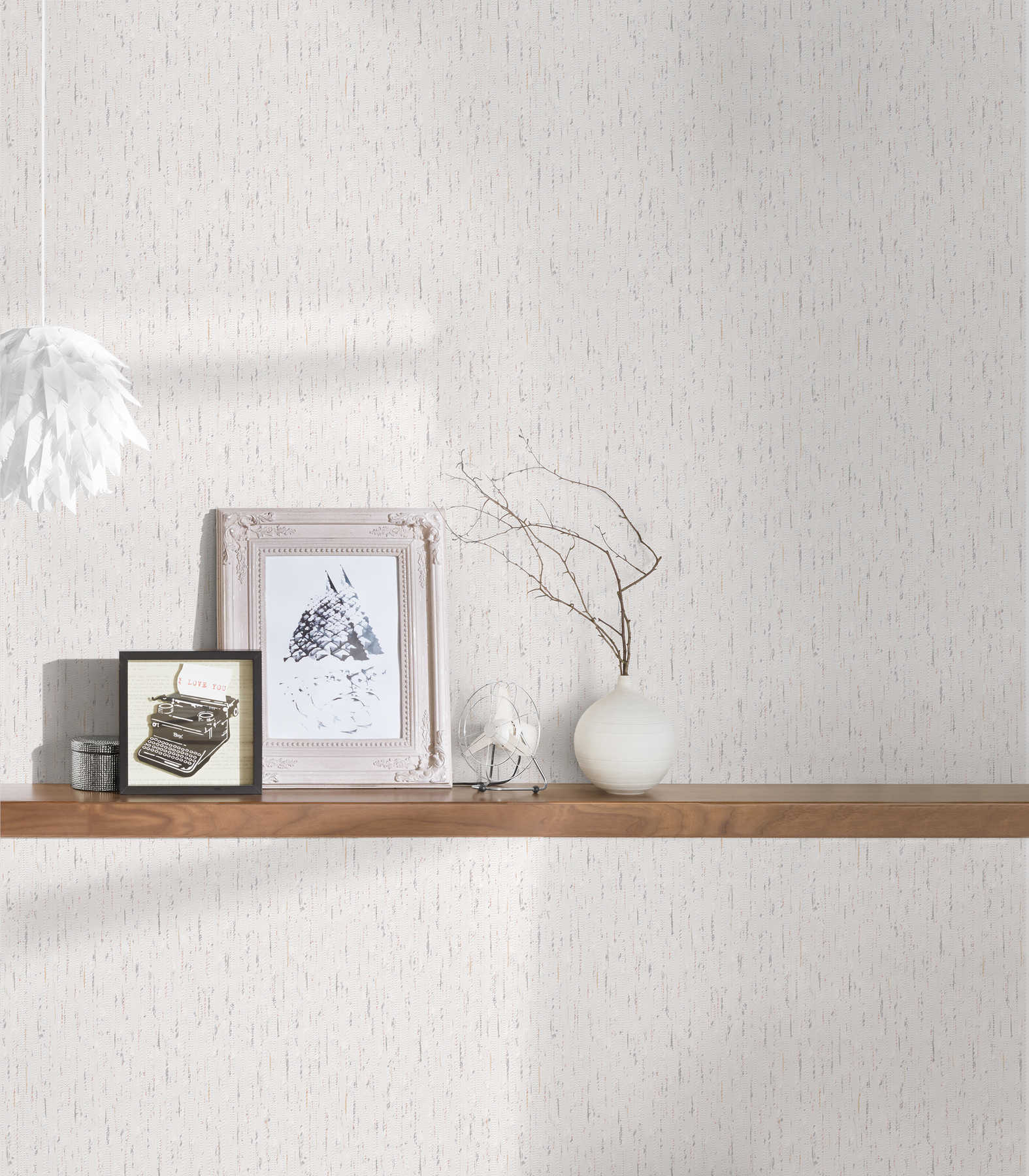             Retro wallpaper with textile look & fabric texture - white
        