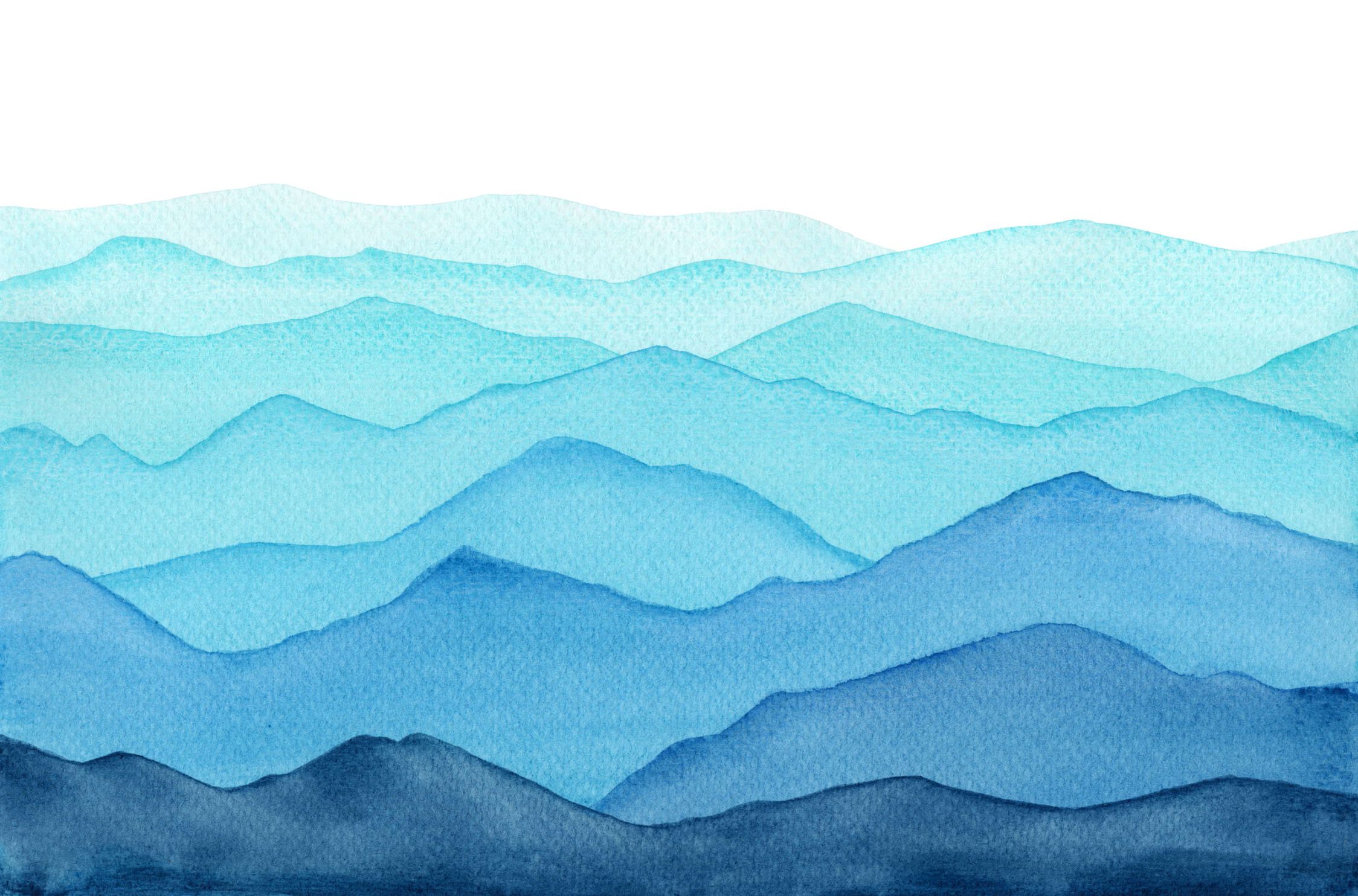             Sea with Waves in Watercolour Wallpaper - Smooth & Matt Non-woven
        