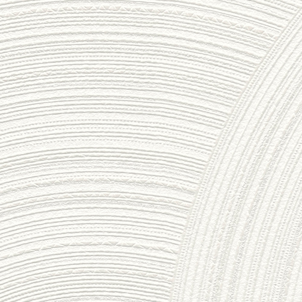             Carta da parati in tessuto non tessuto con motivo a cerchi e superficie strutturata - bianco
        