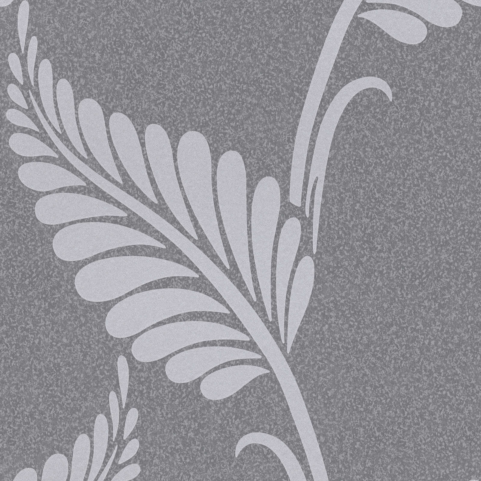 Glossy baroque paper wallpaper with ornaments - grey, silver
