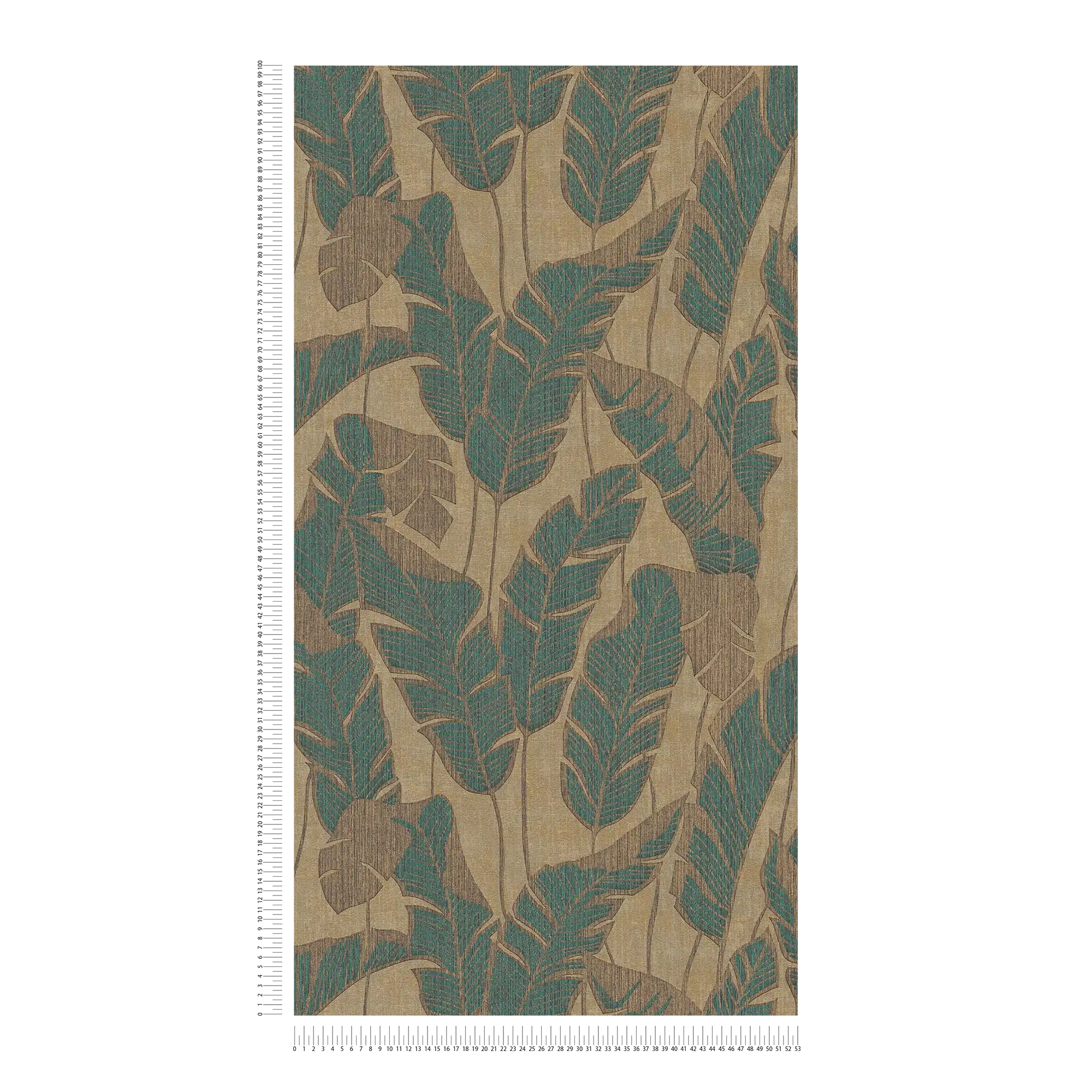             Wallpaper with floral pattern - beige, green, black
        
