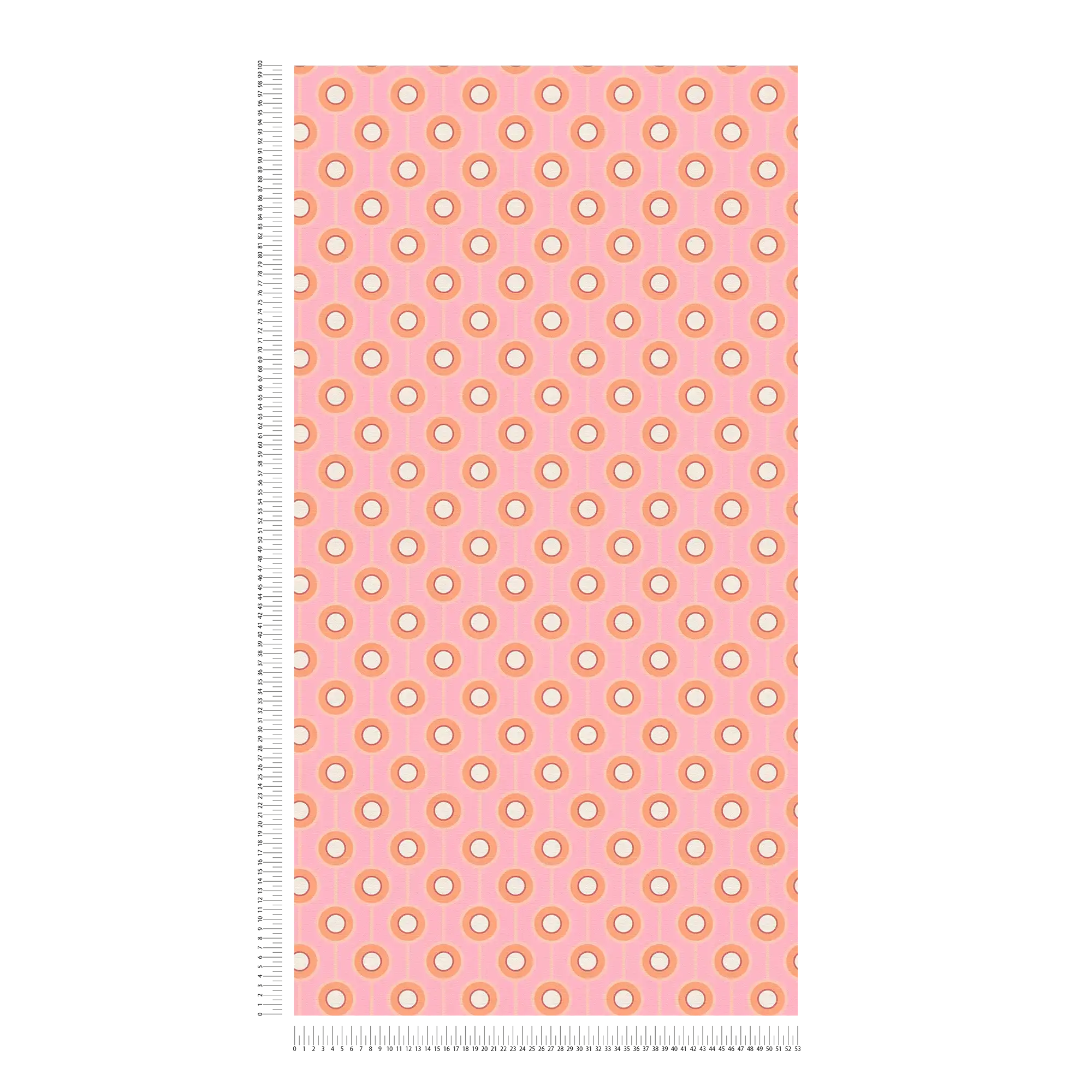             Lightly textured wallpaper with circle pattern - pink, orange, beige
        
