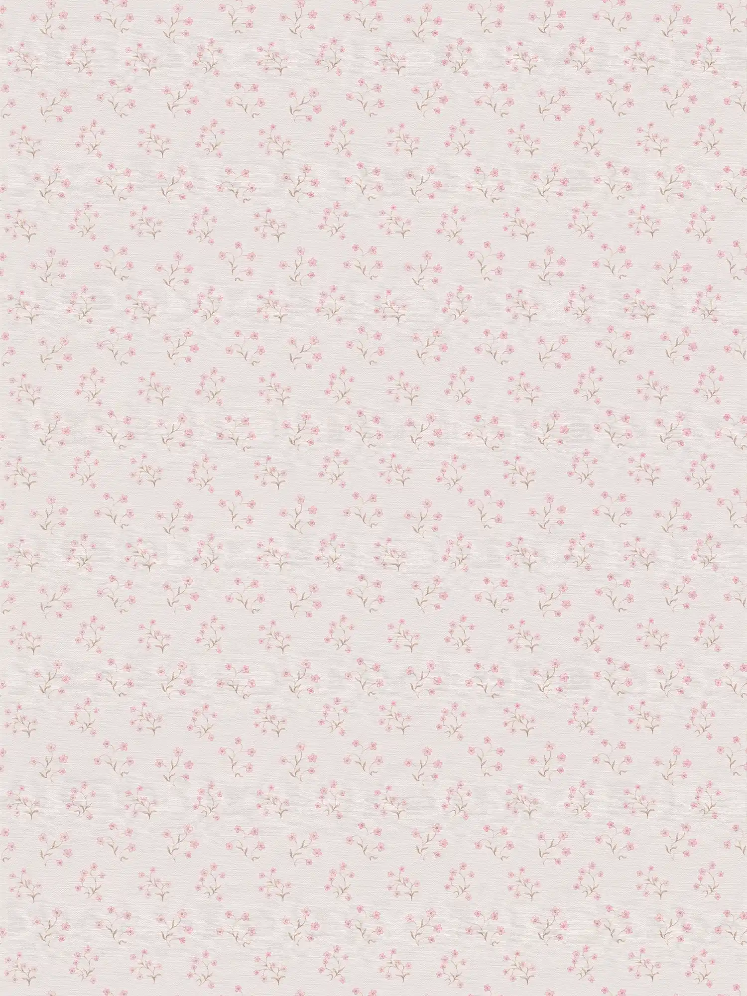 Non-woven wallpaper floral country house pattern with flowers - cream, pink, beige
