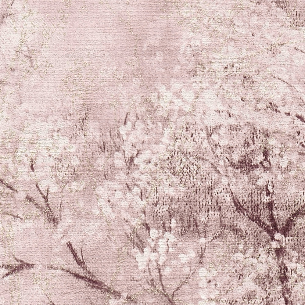             carta da parati effetto glitter ciliegio in fiore - rosa, marrone, bianco
        