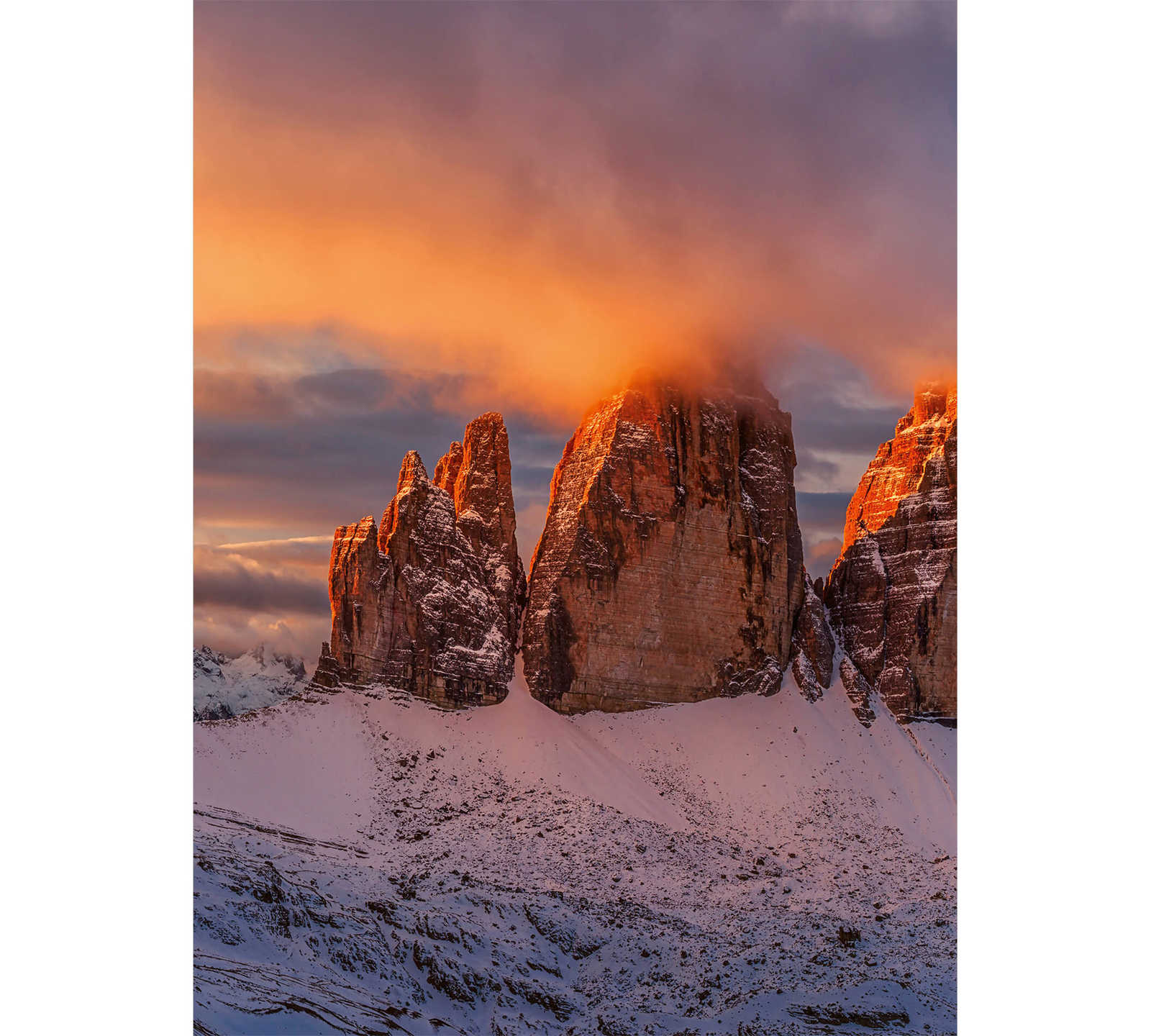 Photo wallpaper mountain top in Italy - white, brown, yellow
