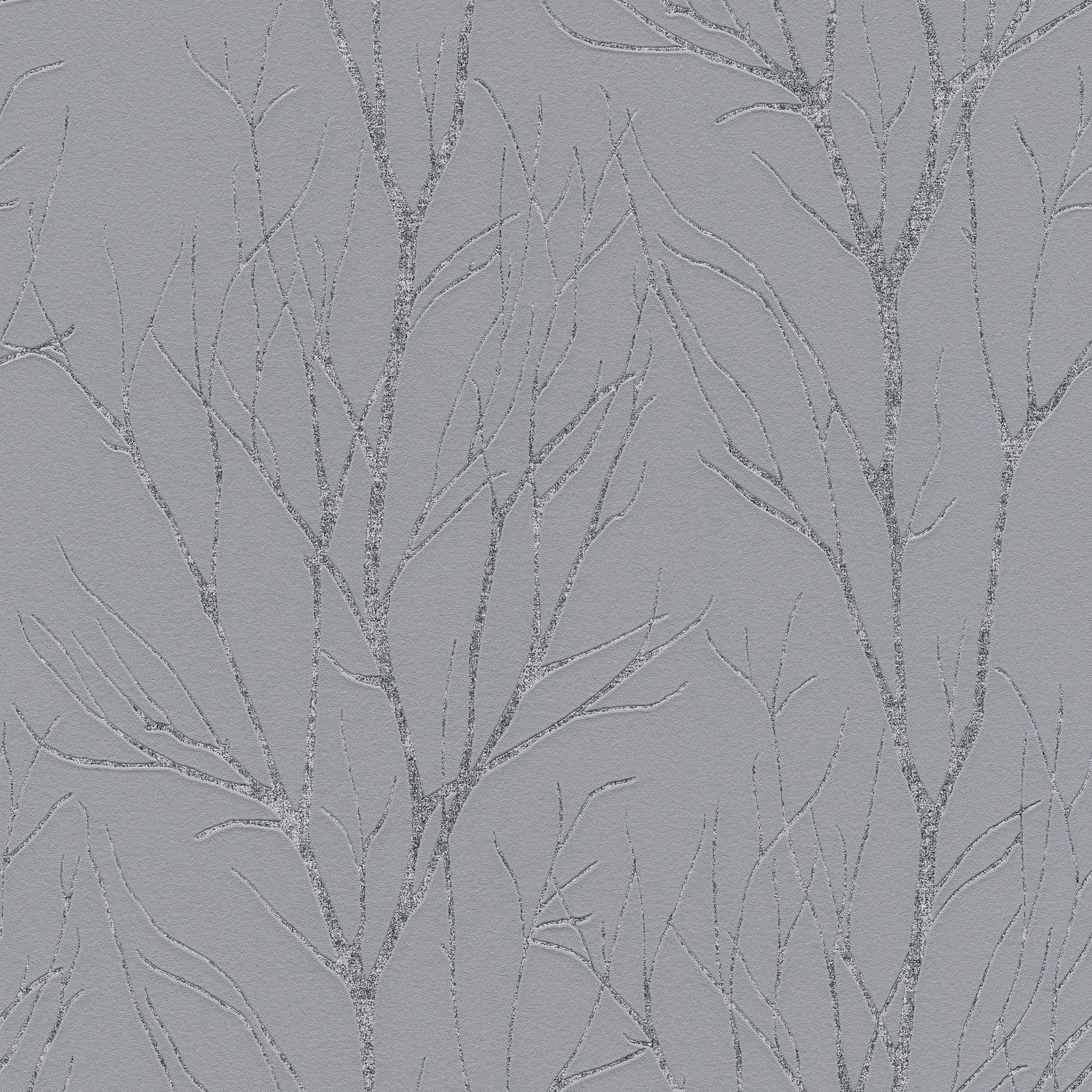         Non-woven wallpaper tree motif & metallic effect - grey, metallic
    