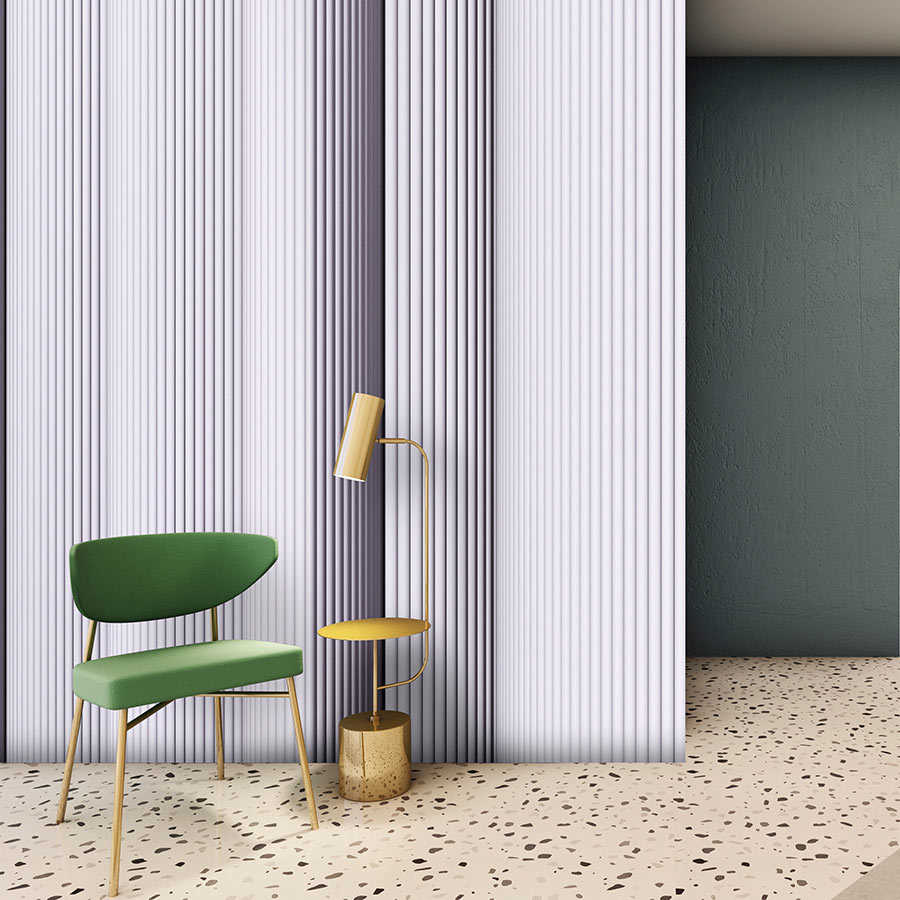 Magic Wall 1 - Stripe Wallpaper 3D Illusion Effect, Purple & White
