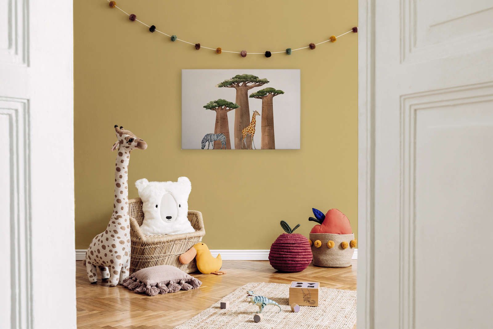             Toile Savane avec girafe et zèbre - 90 cm x 60 cm
        