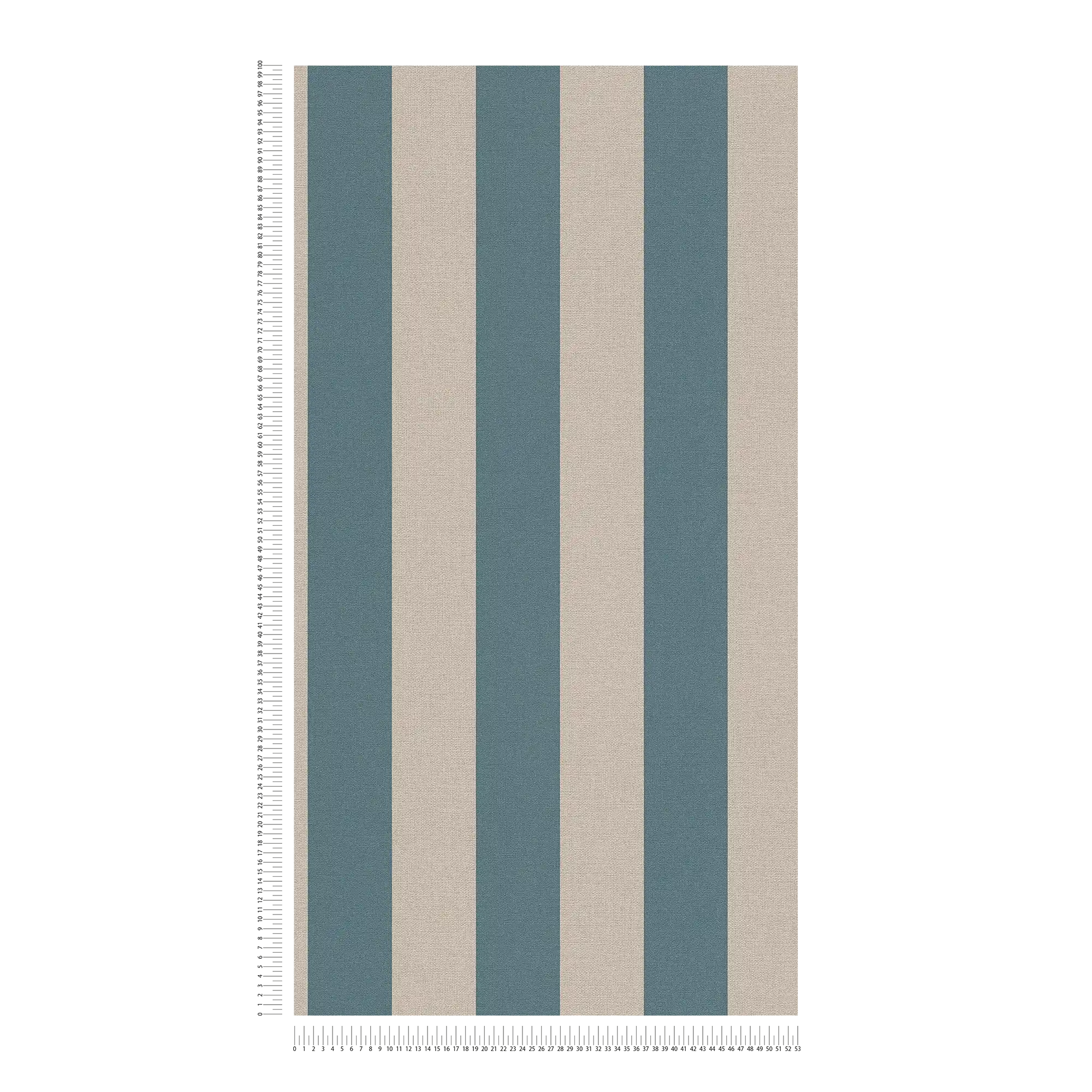             Papel pintado a rayas con aspecto de lino sin PVC - azul, marrón
        