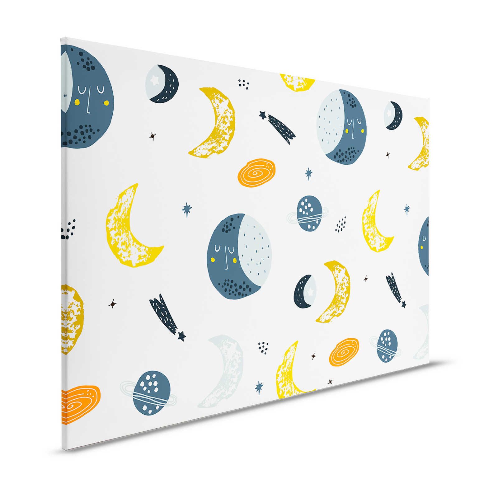 Lienzo con lunas y estrellas fugaces - 120 cm x 80 cm
