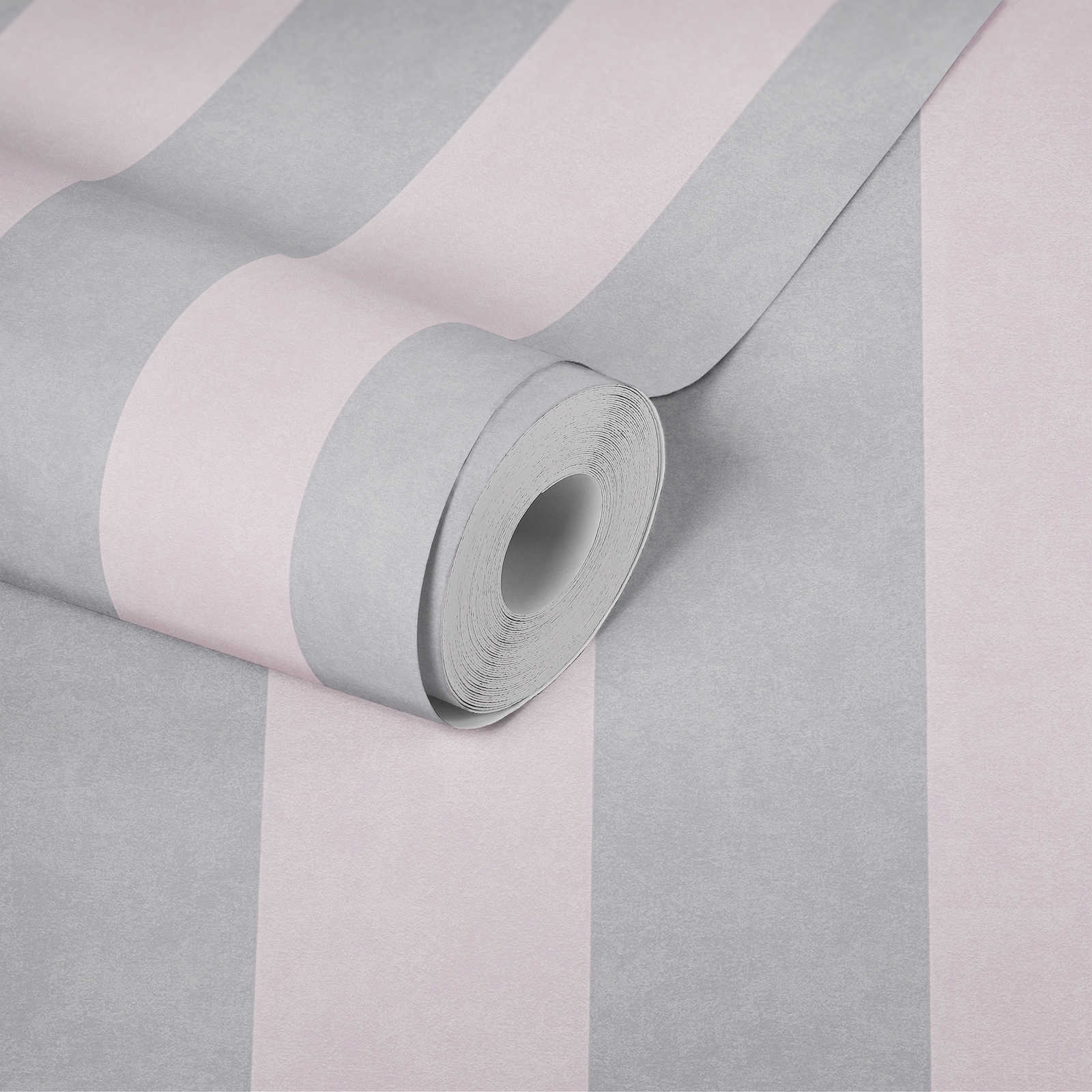            Papier peint rayé avec motif texturé - gris, rose
        
