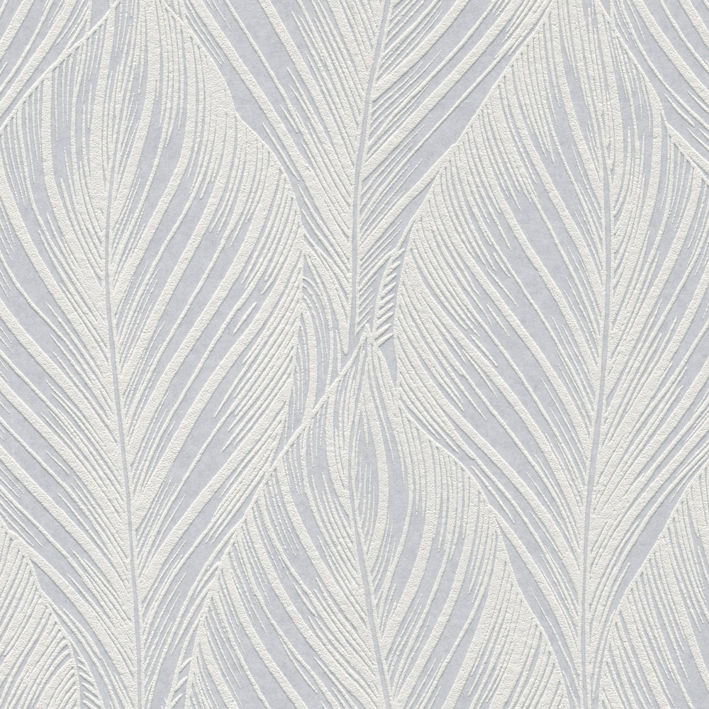             Paintable wallpaper with leaf motif and 3D effect - white
        