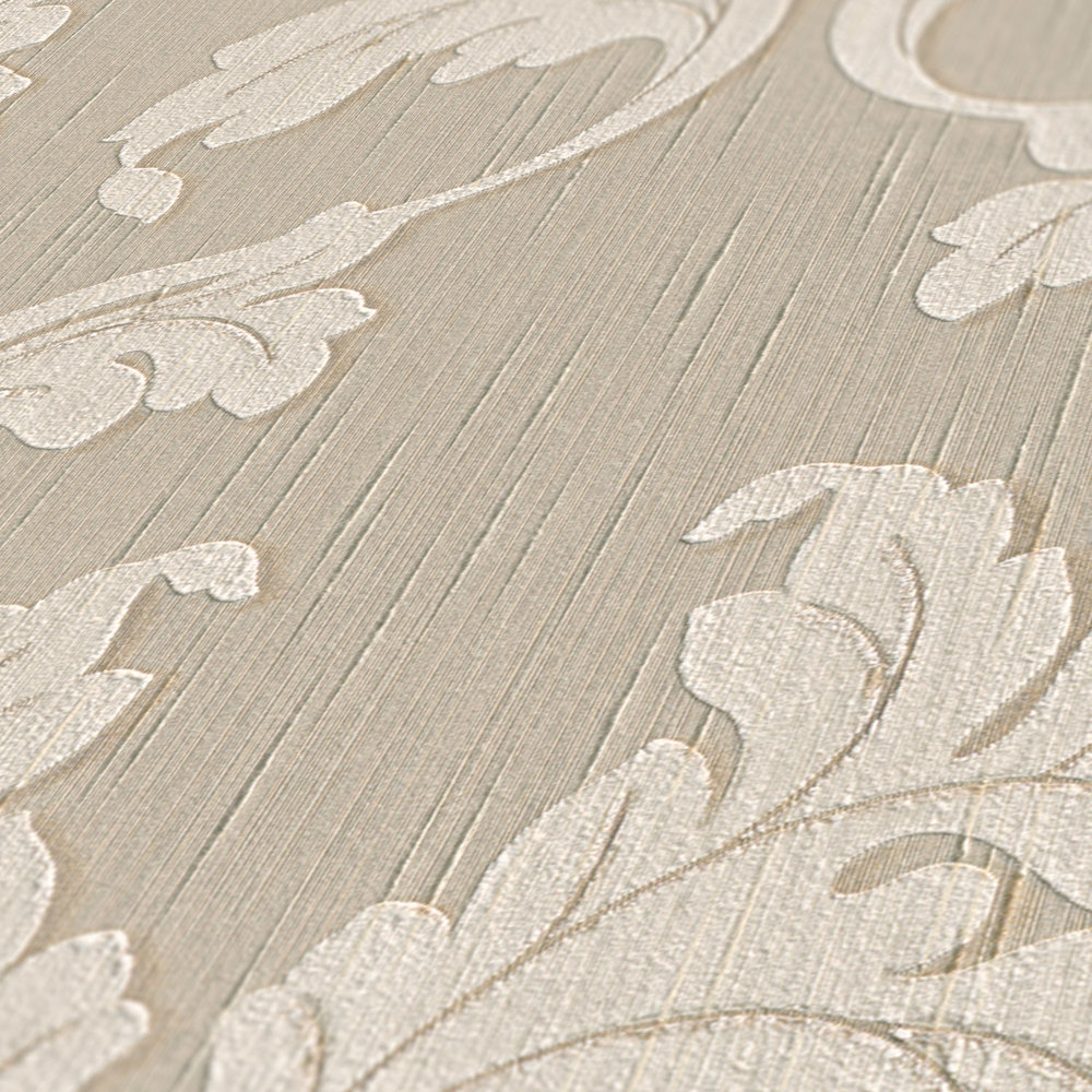             Papel pintado textil de alta calidad con vides ornamentales - beige, crema
        