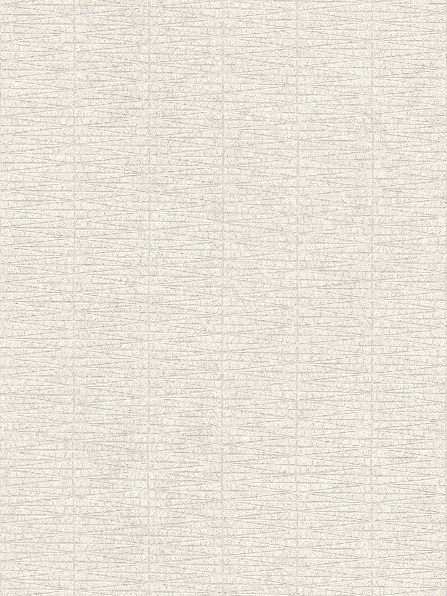 Cream white wallpaper with graphic nature design - metallic, white
