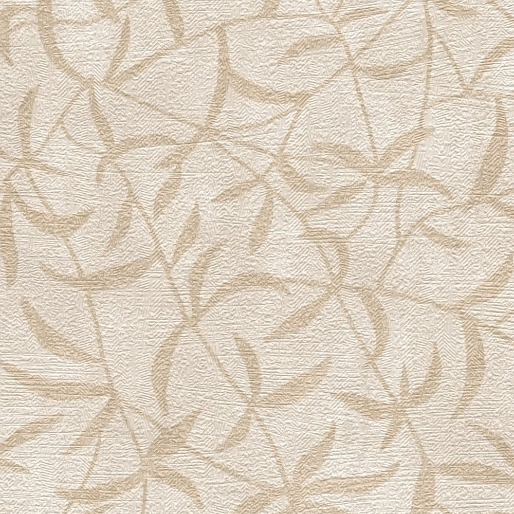            Papier peint intissé floral avec branches et fleurs - crème, beige
        
