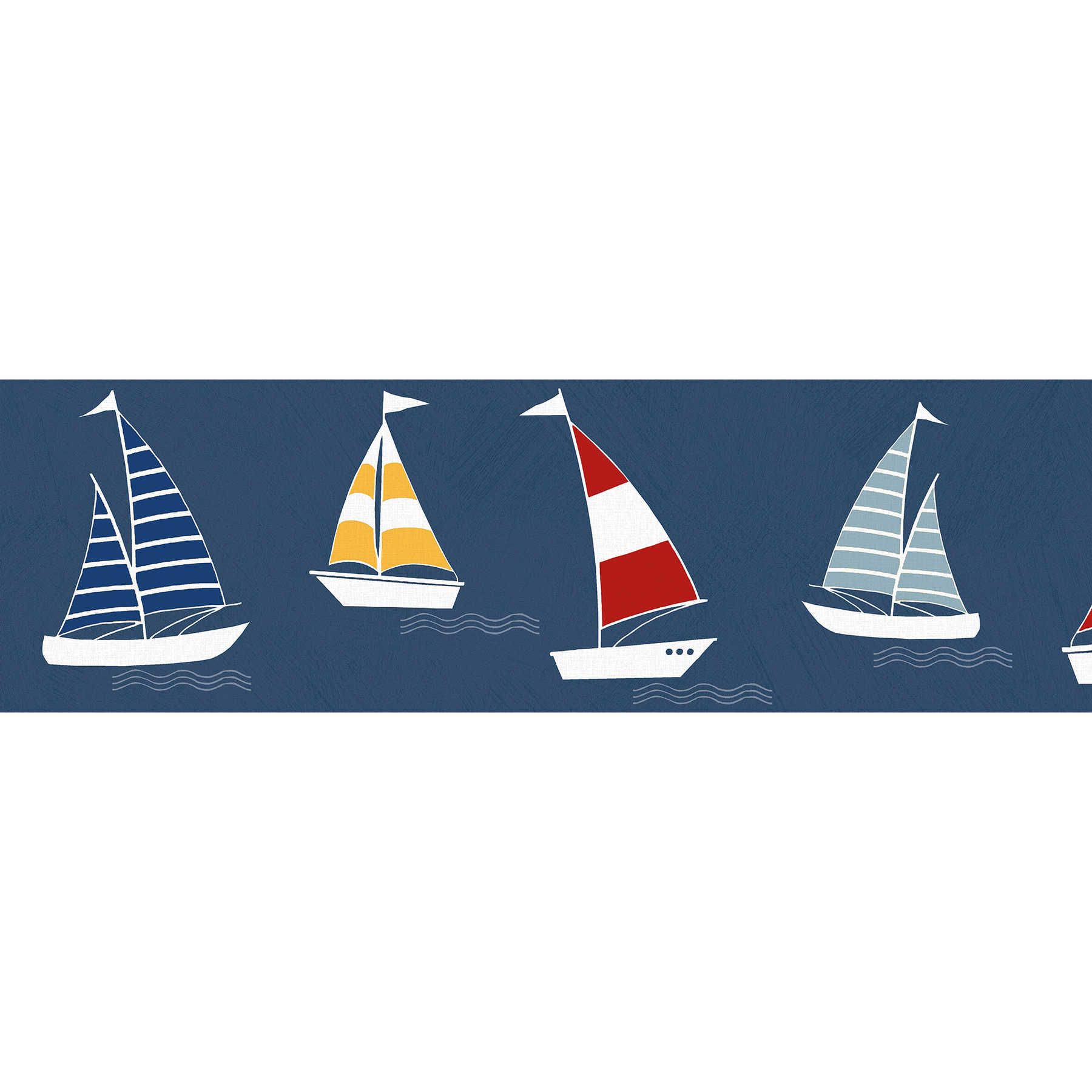         Children border "Sailboats" for boys room - blue, red, yellow
    