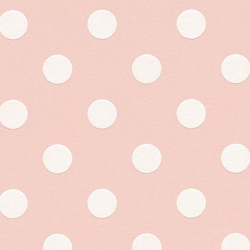             Pink dots wallpaper, polka dots for girls room - pink, white
        