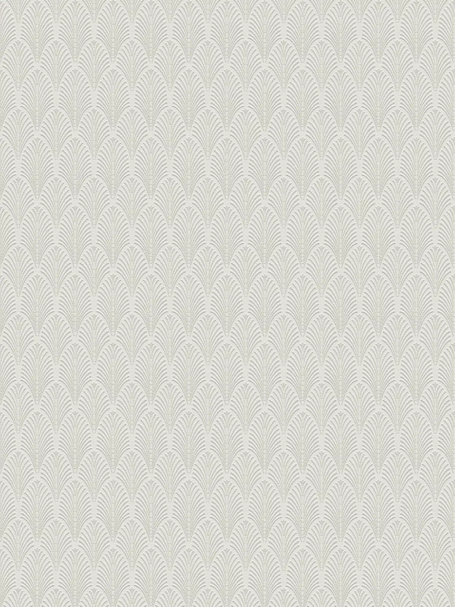 Pattern wallpaper metallic design in art deco style - white, silver
