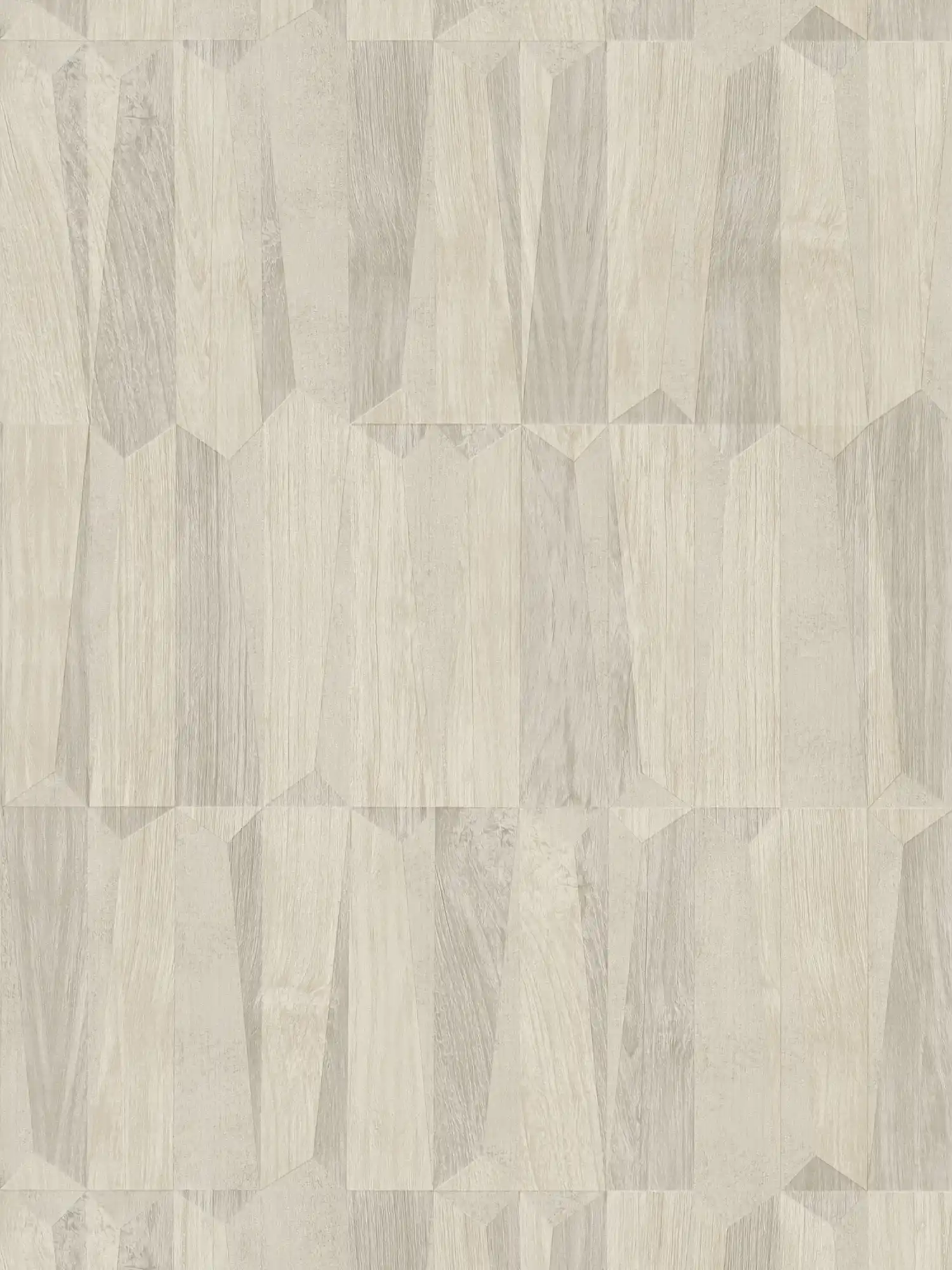 Wallpaper wood look facets in retro look - cream, grey
