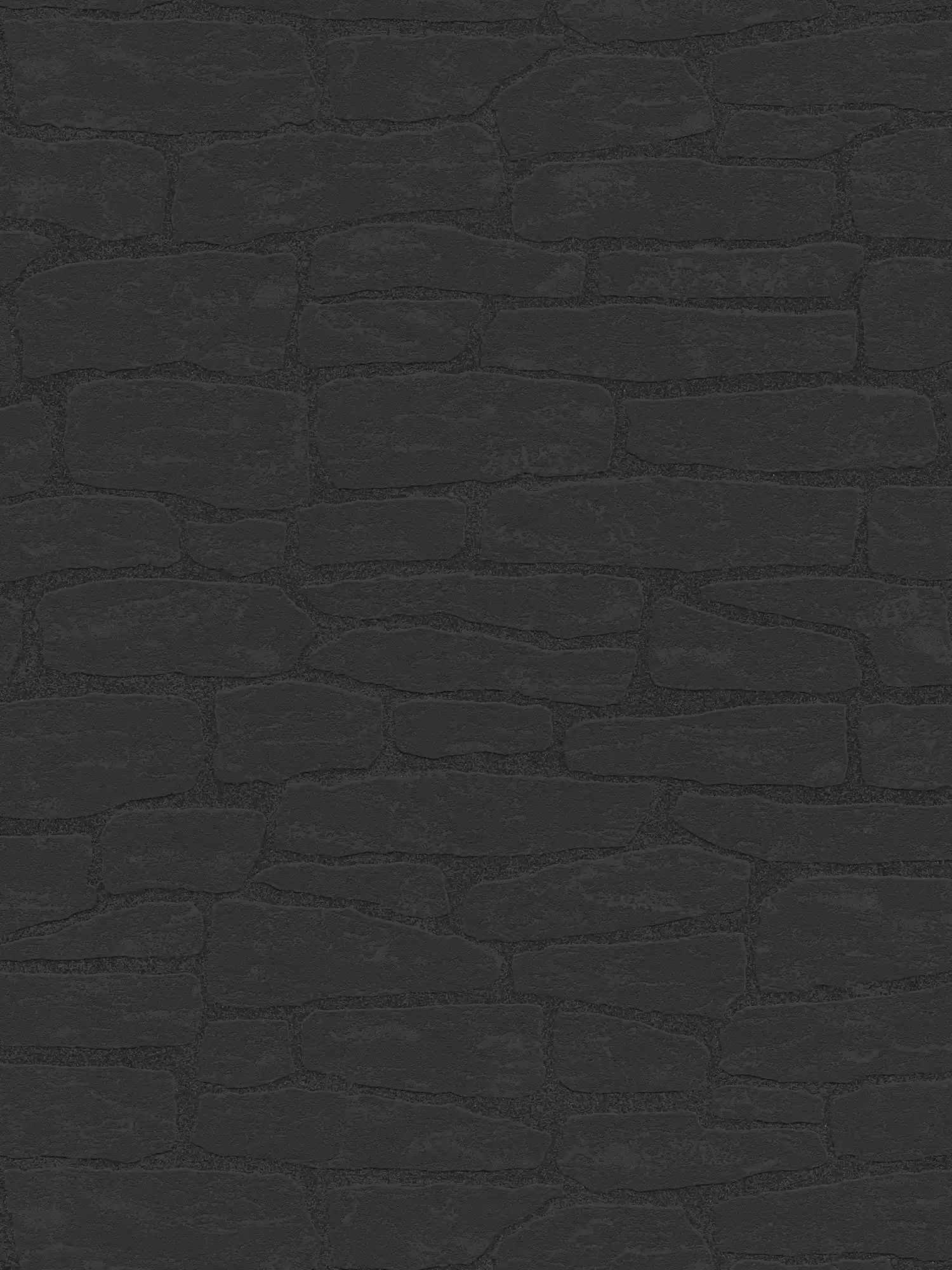 Carta da parati in pietra con motivo strutturato ed effetto 3D - nero
