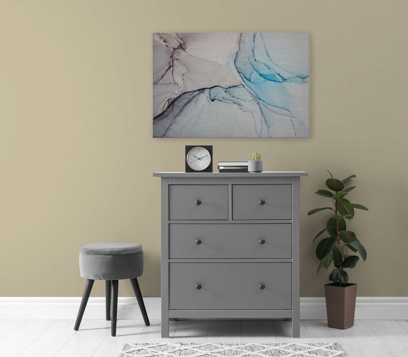             Canvas painting with marble pattern in linen look - 0.90 m x 0.60 m
        