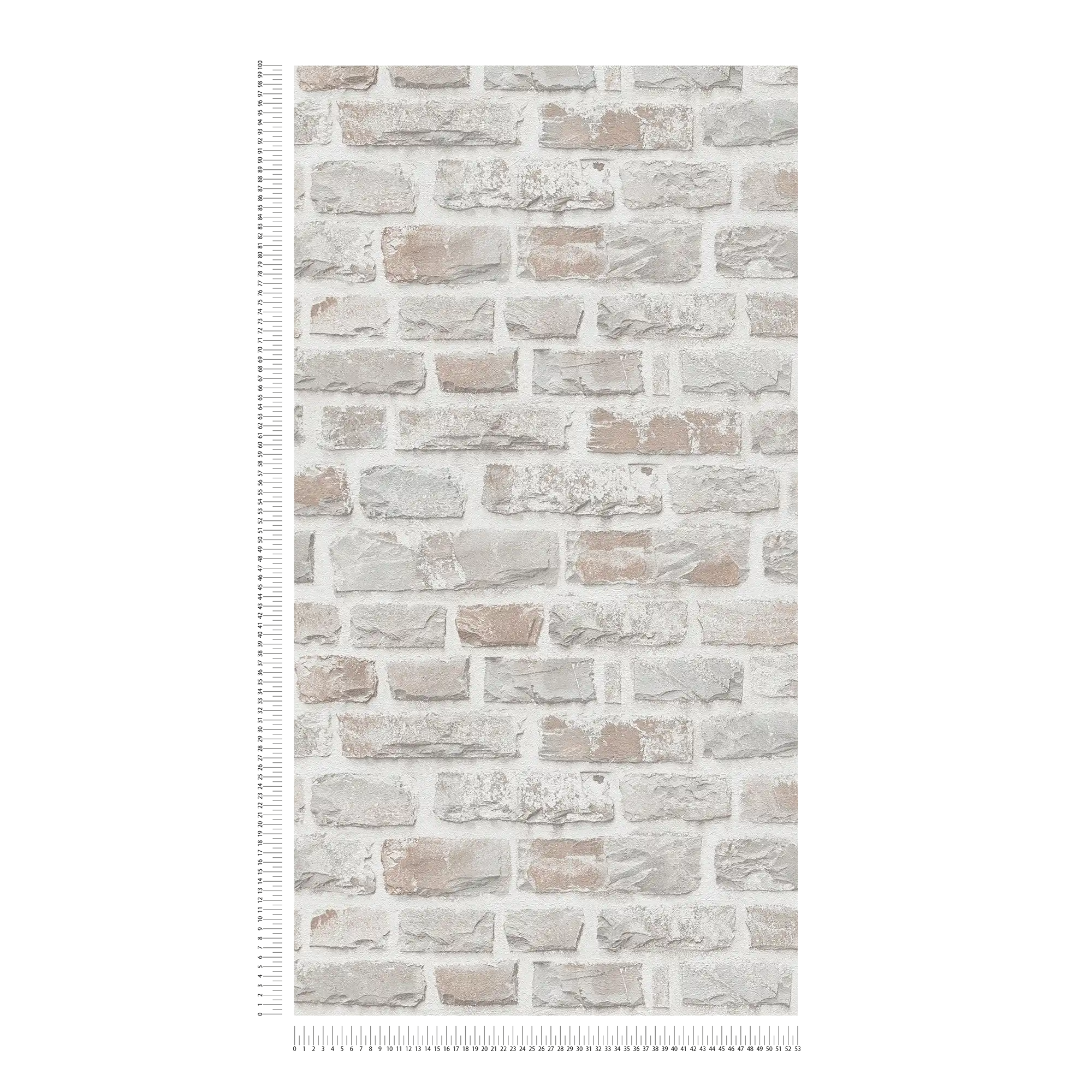             Vliesbehang met natuurstenen muur PVC-vrij - grijs, wit
        