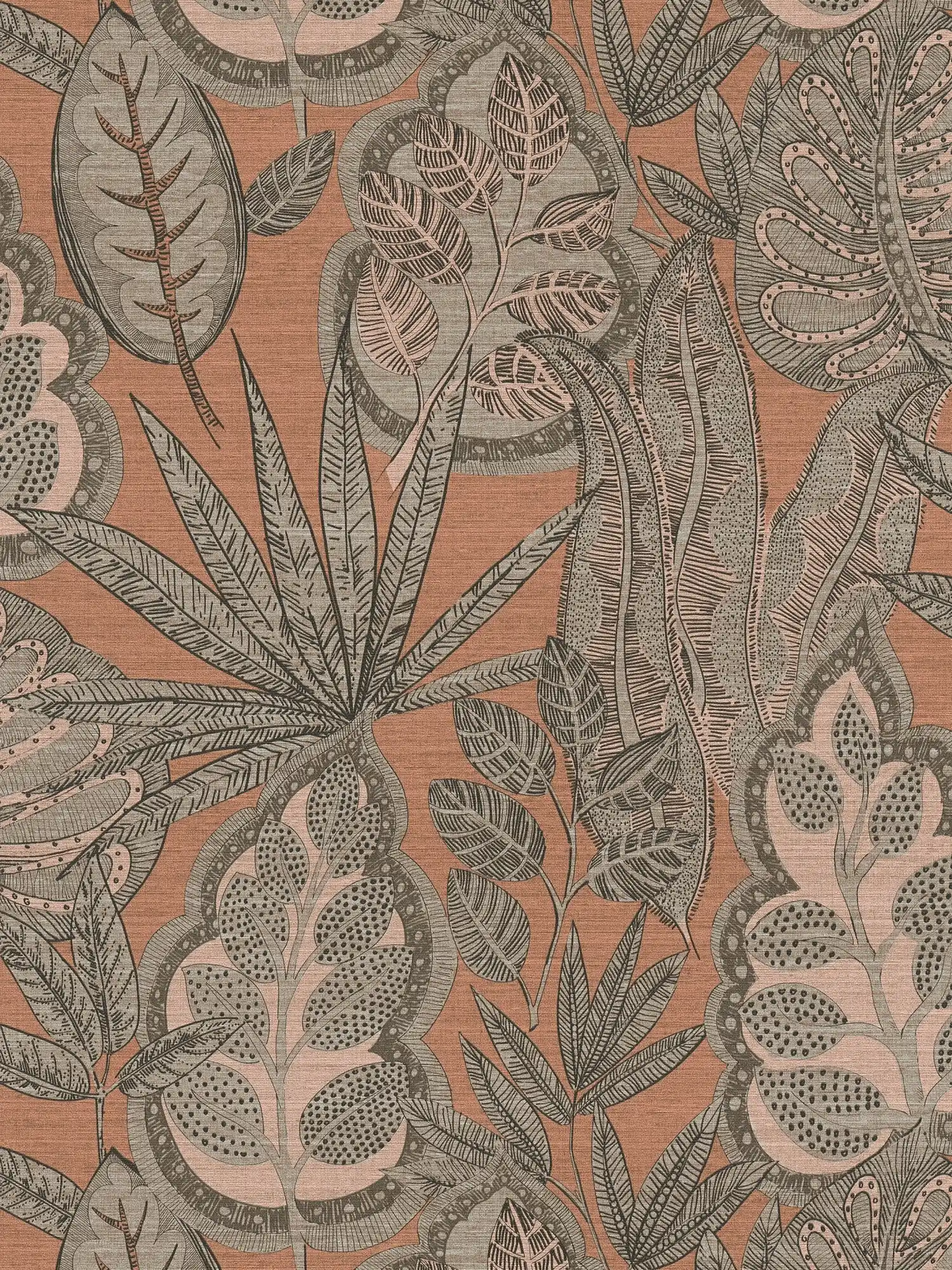Vliesbehang bloemen in grafisch dessin met lichte structuur, mat - roze, grijs, taupe
