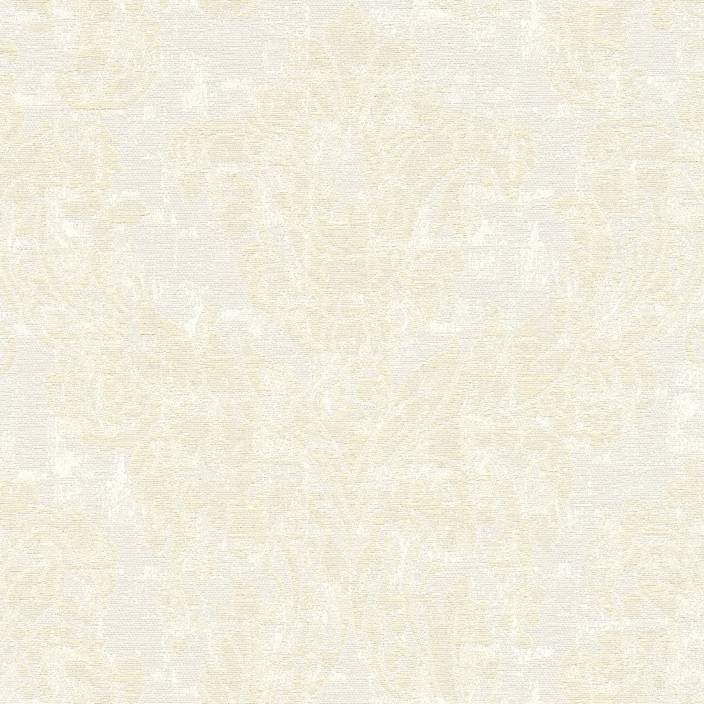             Barok behangpapier crème met discreet ornament patroon
        