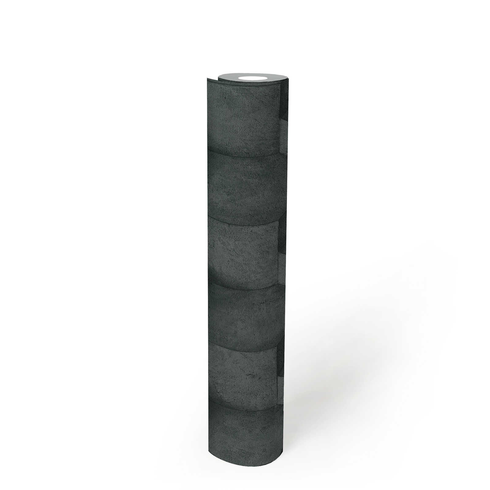             Papel pintado antracita con aspecto de hormigón 3D - negro, gris
        