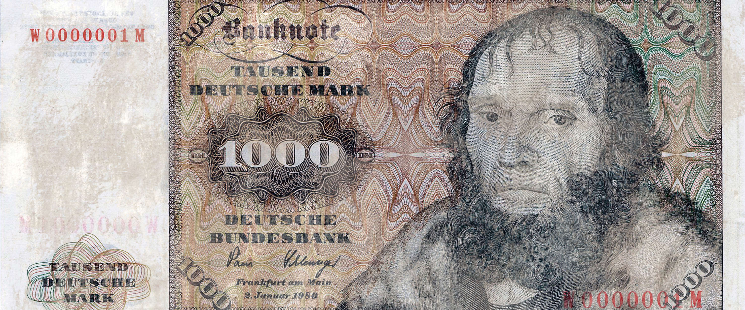             Mural histórico de billetes de banco - Mil marcos
        