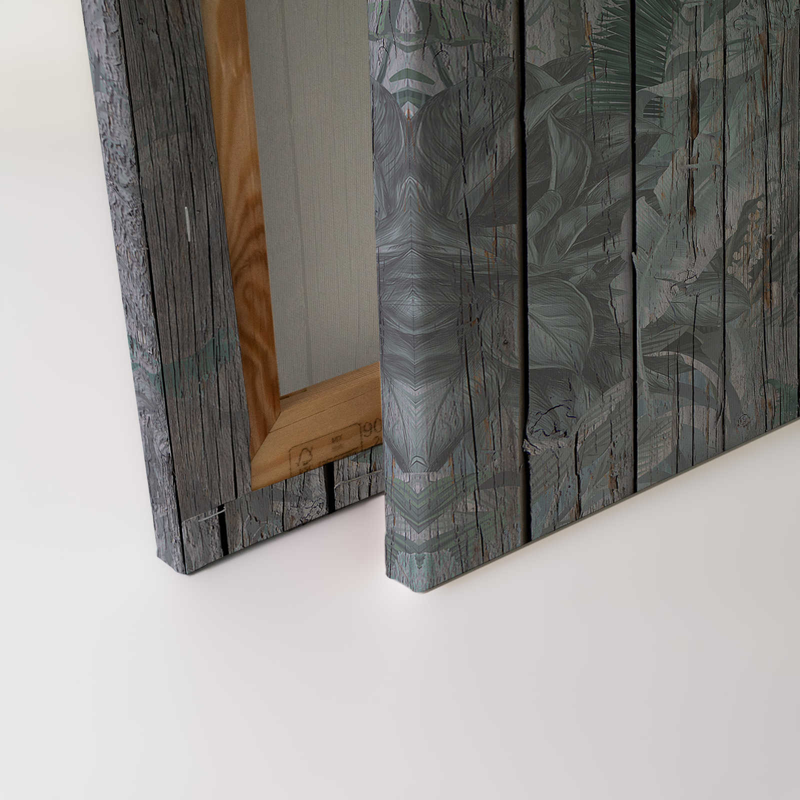             Quadro su tela Parete in legno con piante della giungla - 0,90 m x 0,60 m
        