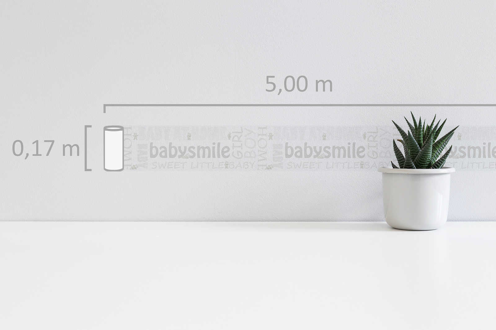             Nursery border Baby Smile with metallic effect - White
        
