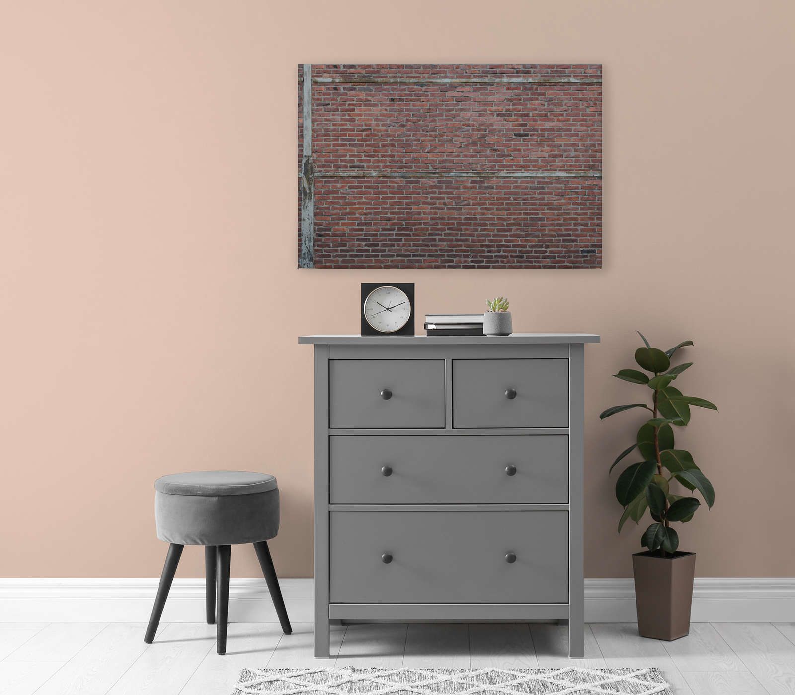             Canvas painting red brick wall in stone look - 0,90 m x 0,60 m
        