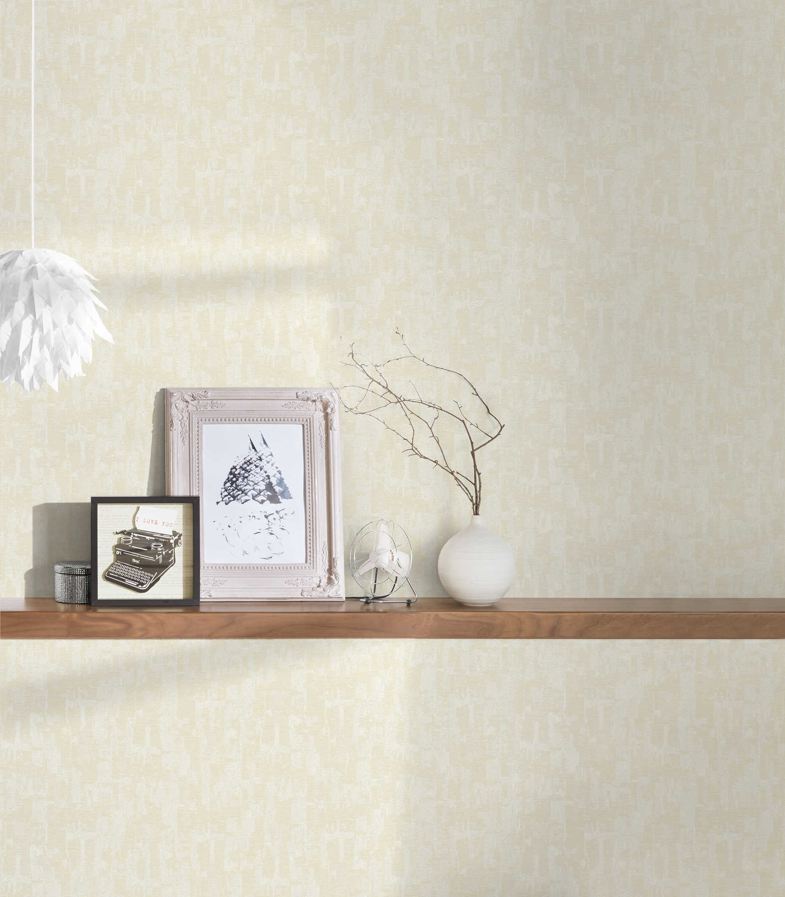             Pattern wallpaper cream and white mottled in natural retro look
        