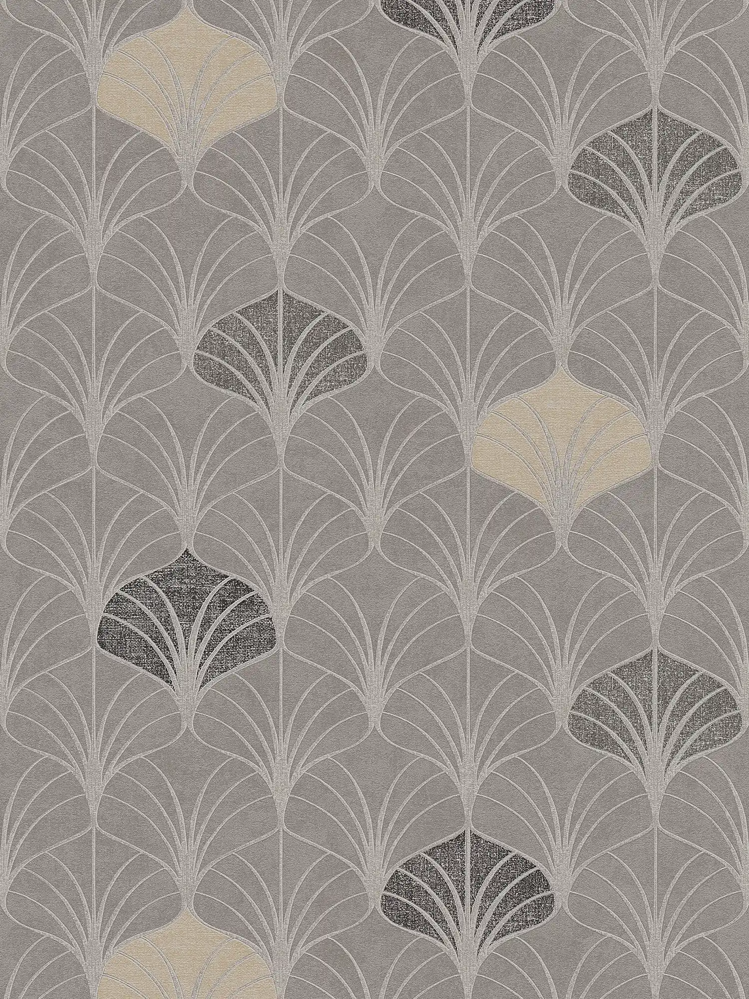 Pattern wallpaper art deco style with metallic effect - grey, beige, brown
