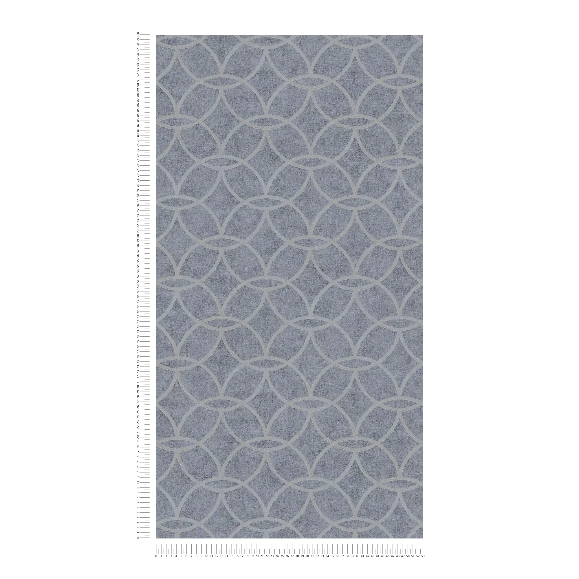             Gedessineerd vliesbehang met geometrisch design & glanseffect - blauw, grijs
        