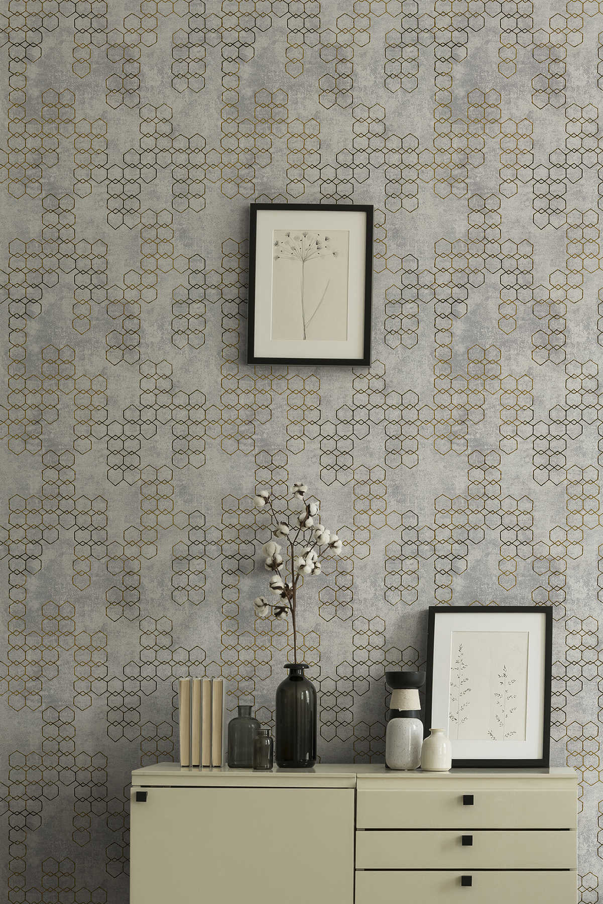             behang modern design goud & beton effect - grijs, goud
        