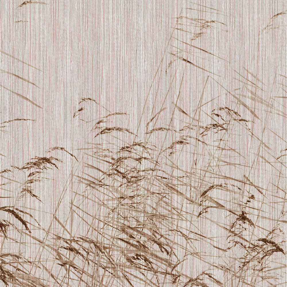             En el estanque 3 - Papel pintado Reed junto al estanque en marrón y gris
        