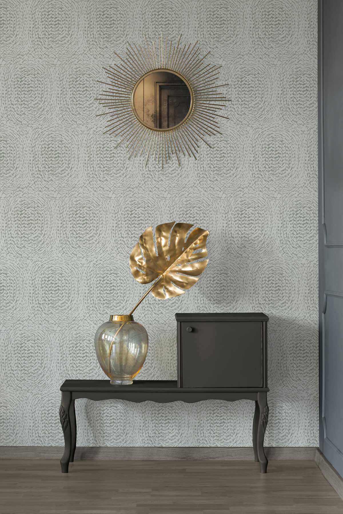             Pattern wallpaper with ethnic design & metallic colours - beige
        