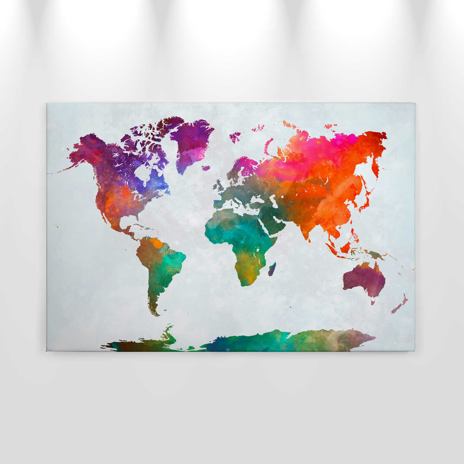             Toile carte du monde multicolore - 0,90 m x 0,60 m
        