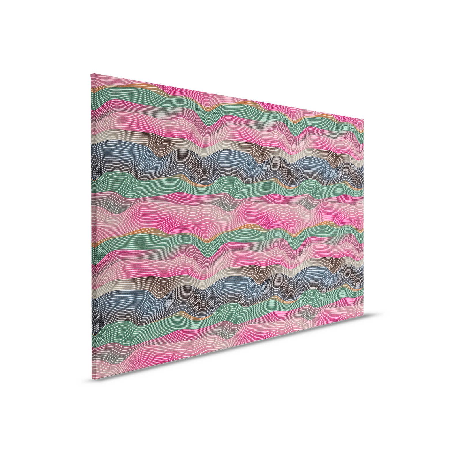         Space 1 - Canvas painting Waves Pattern Pink & Green Retro Style - 0,90 m x 0,60 m
    