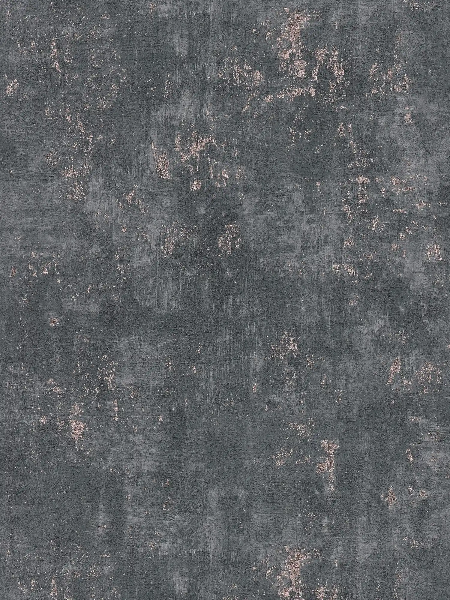 Used look wallpaper with metallic accents - black, rose gold
