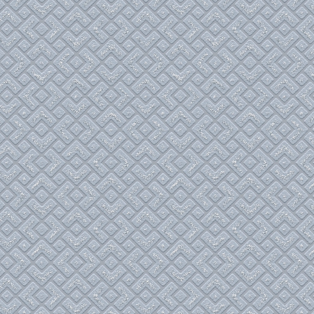             Wallpaper tone-on-tone pattern & silver accent - blue
        
